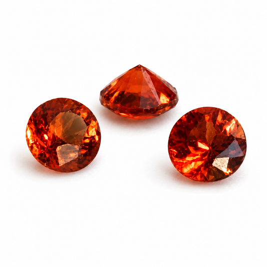 Natürlicher Saphir – ca. 0,04 ct | Rund facettiert | Dunkelorange