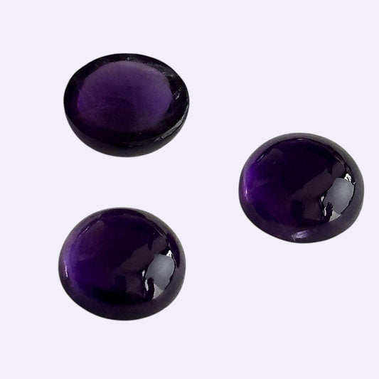 Natürlicher Amethyst - 9 mm | Round Cabochon | Intensiv Violett