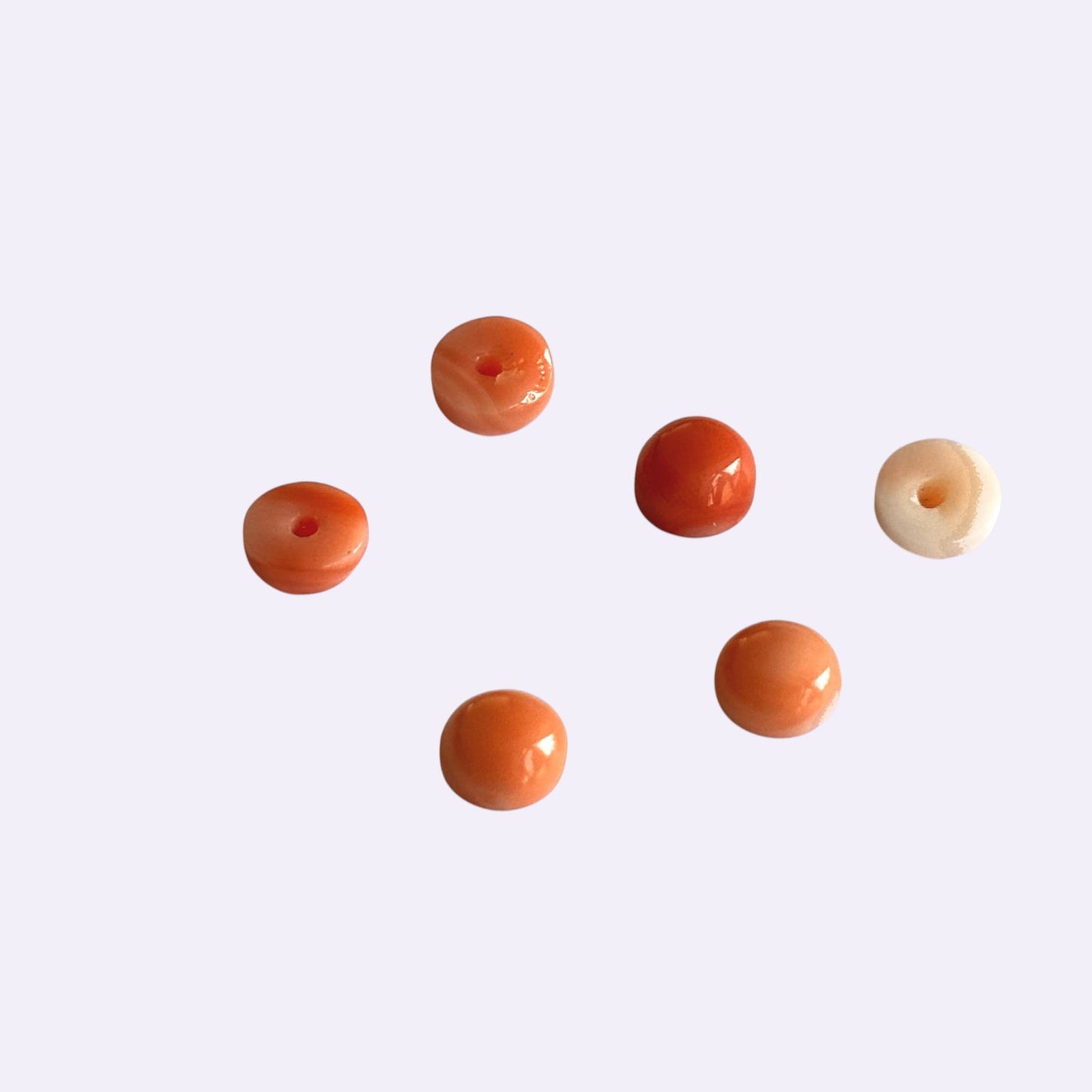 Natürliche Koralle - 4,5-5 mm | Round Cabochon | Lachsrosa