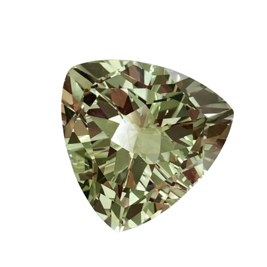 Natürlicher Beryll hellgrün, Trillion Facettenschliff, 9,89 ct, wertvoller Stein für Schmuck.
