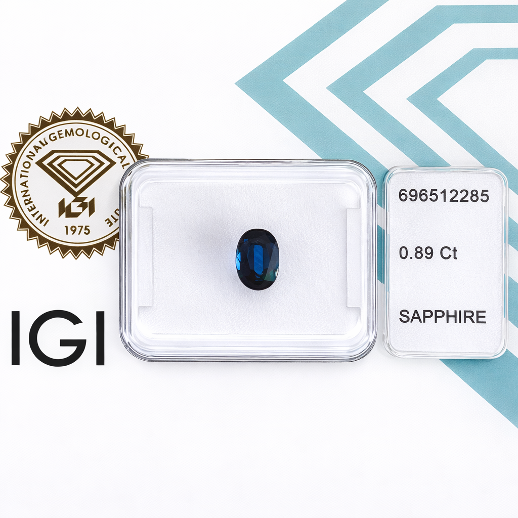 Natürlicher Saphir – 0,89 ct | Oval Mixed Cut | Tief Blau