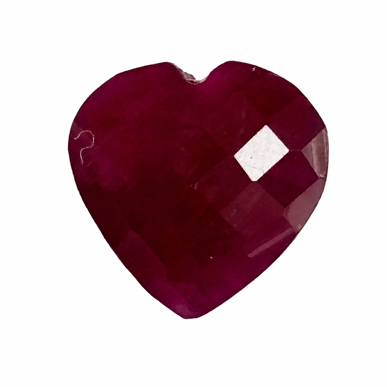 Detailaufnahme eines natürlichen tief violetten Saphir, Heart Mixed Cut, 3,92 ct, zertifizierter Edelstein für hochwertigen Schmuck.