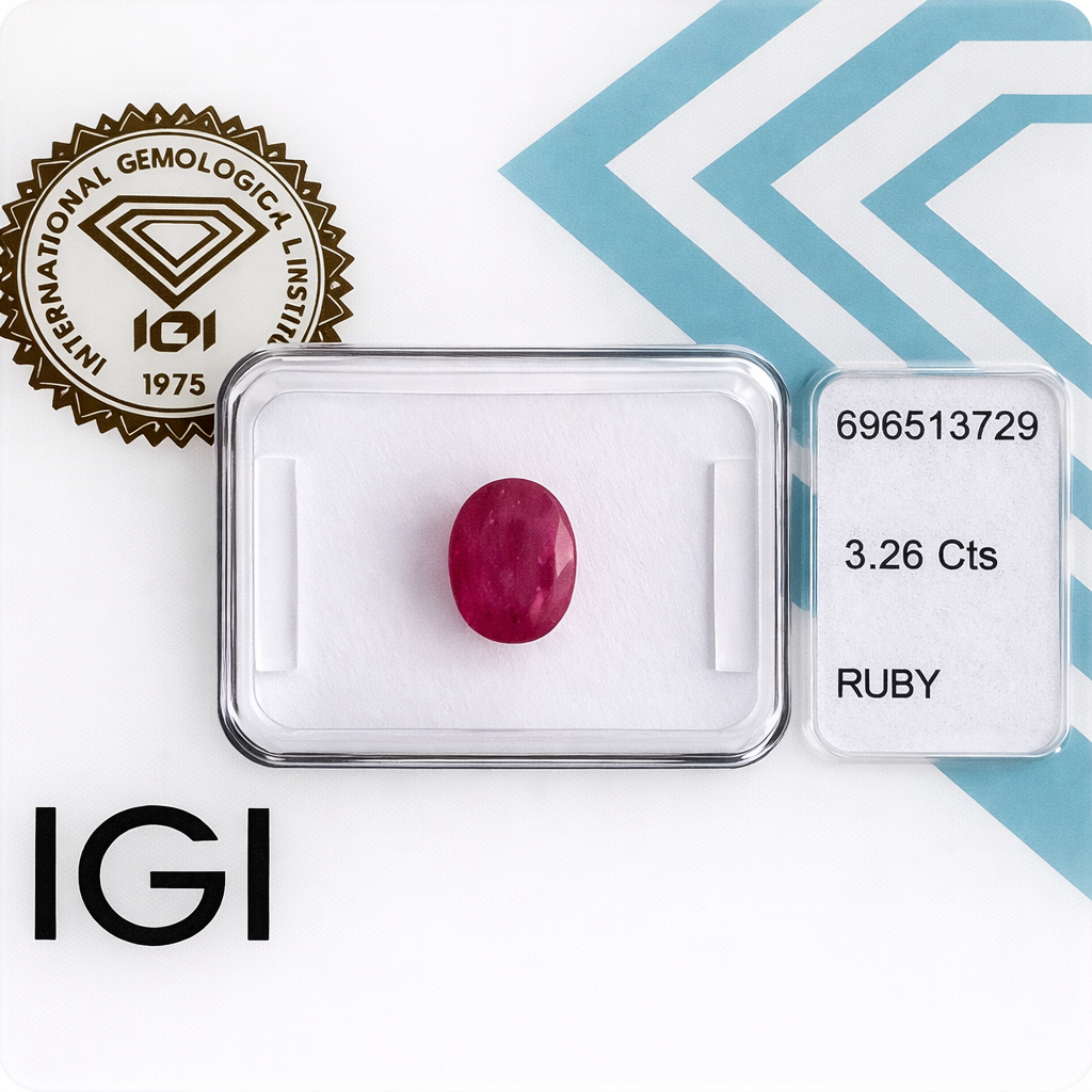 Natürlicher Rubin – 3,26 ct | Oval Mixed Cut | Tief Purpurrosa-Rot
