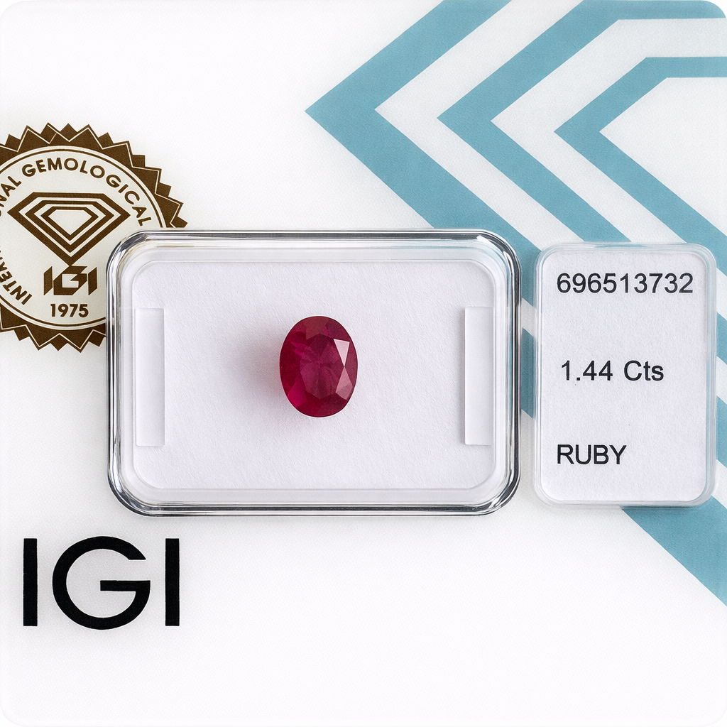 Natürlicher Rubin – 1,44 ct | Oval Mixed Cut | Tief Purpurrosa-Rot
