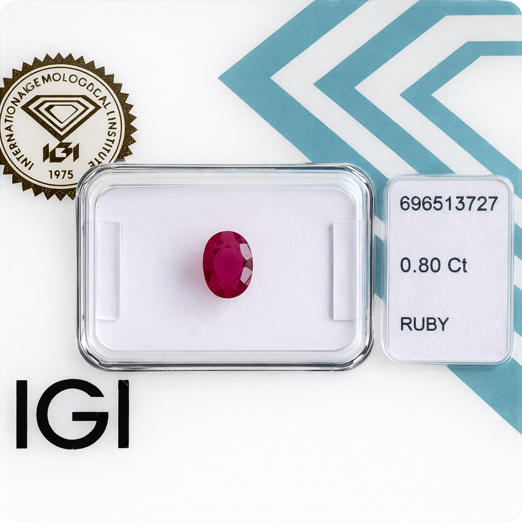 Natürlicher Rubin – 0,80 ct | Oval Mixed Cut | Tief Purpurrosa-Rot