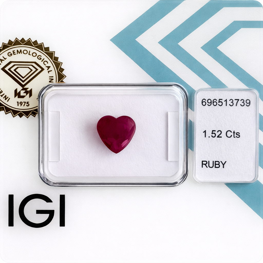 Natürlicher Rubin – 1,52 ct | Heart Cabochon Cut | Tief Purpurrosa-Rot