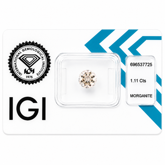Natürlicher Morganit - 1,11 ct | Round Mixed Cut | Gelblich-Rosa