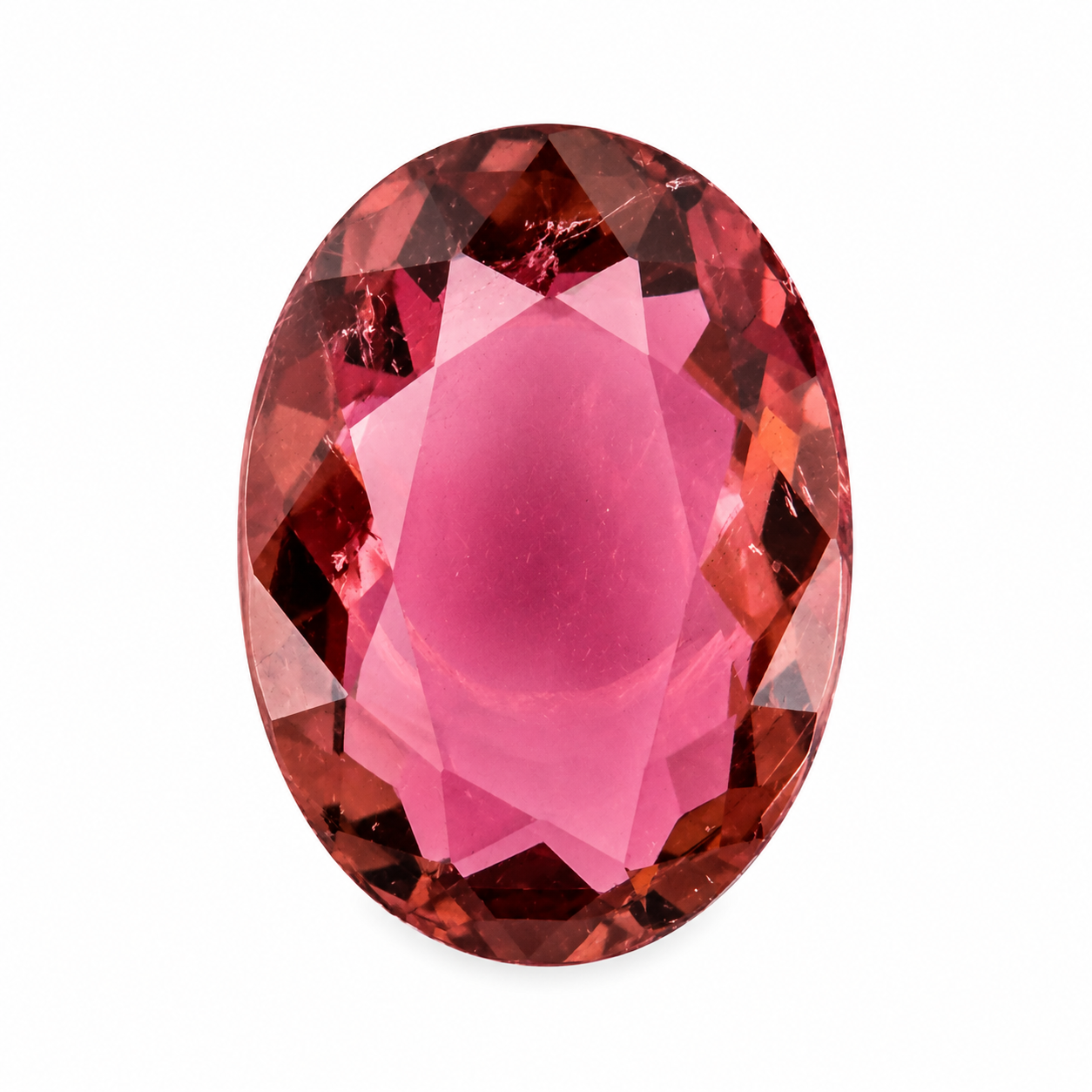 Natürlicher tief purpurrosa Rubellit, Tropfen spitz Mixed Cut,3,51 ct, zertifizierter Edelstein für hochwertigen Schmuck, Detailaufnahme.