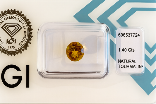 Natürlicher Turmalin - 1,40 ct | Round Mixed Cut | Tief Orangegelb