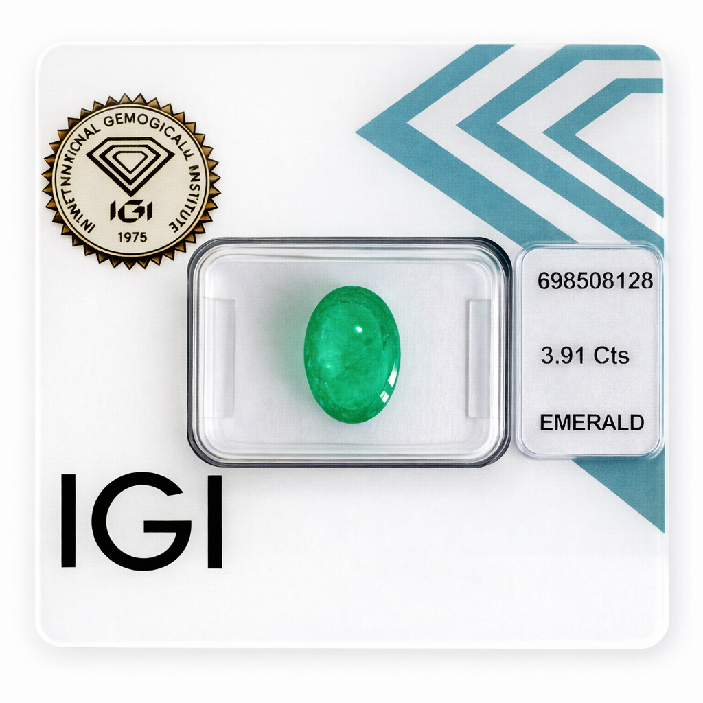 Natürlicher Smaragd – 3,91 ct | Oval Cabochon Cut | Tief Blau-Grün
