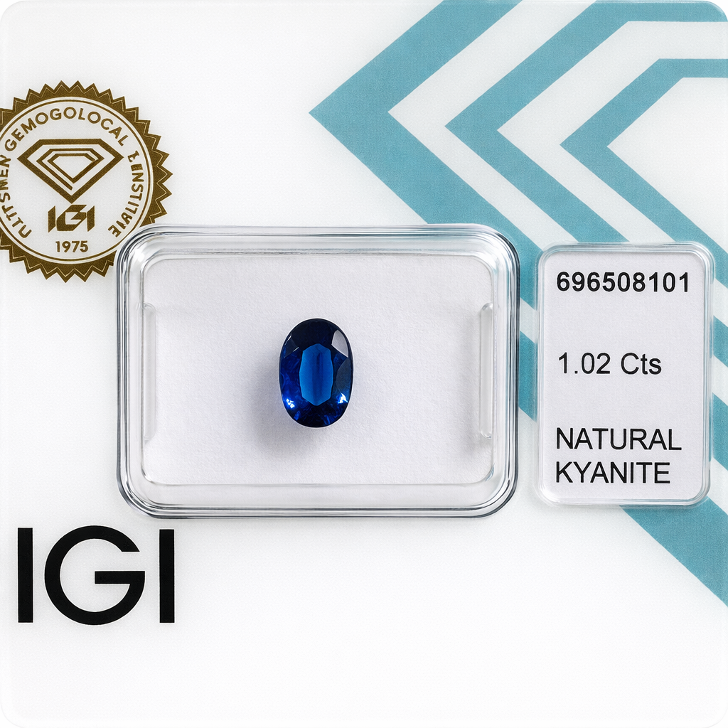 Natürlicher Kyanit - 1,02 ct | Oval Mixed Cut | Tiefblau