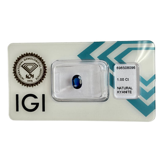 Natürlicher tiefblauer Kyanit, oval Mixed Cut, 1,00 ct, zertifizierter Edelstein für hochwertigen Schmuck.