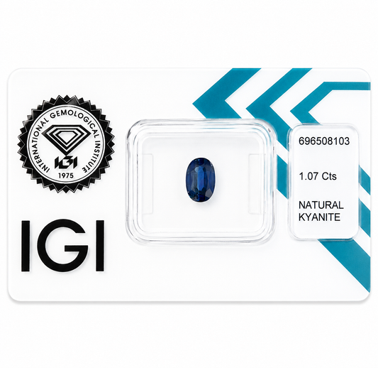 Natürlicher Kyanit - 1,07 ct | Oval Mixed Cut | Tiefblau
