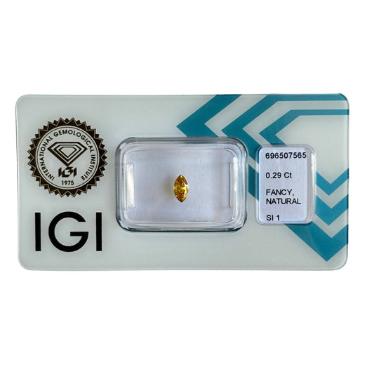 Natürlicher Fancy Diamant Farbe Fancy Braun-Gelb, Marquise Cut, 0,29 ct, SI1, zertifizierter Edelstein für Schmuck.