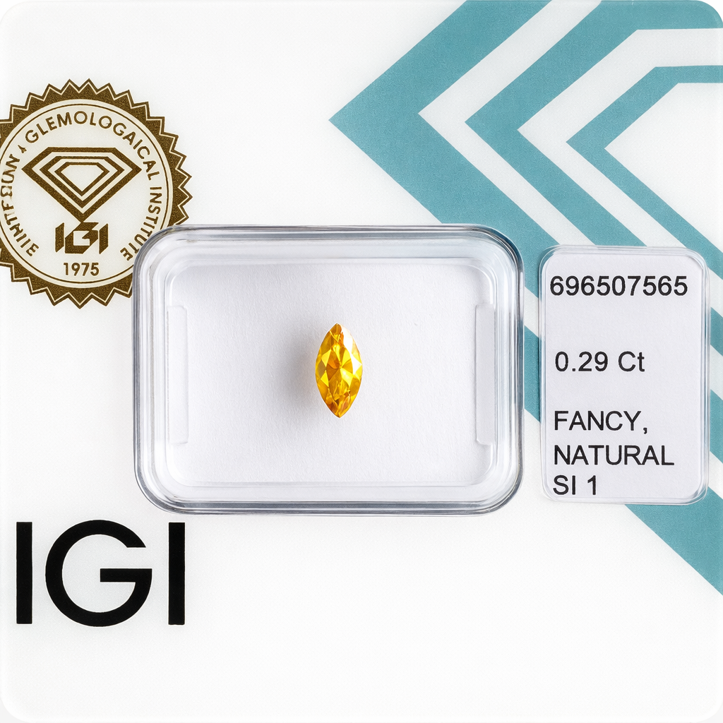 Natürlicher Fancy-Diamant - 0,29 ct | Marquise-Brillantschliff | Intensiv Braun-Gelb
