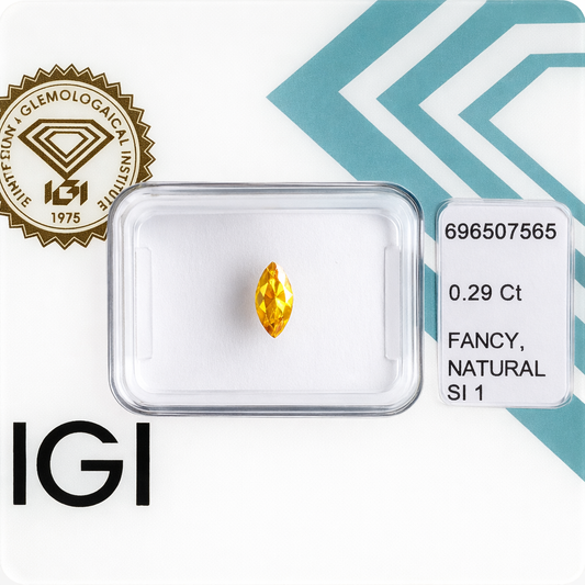 Natürlicher Fancy-Diamant - 0,29 ct | Marquise-Brillantschliff | Intensiv Braun-Gelb