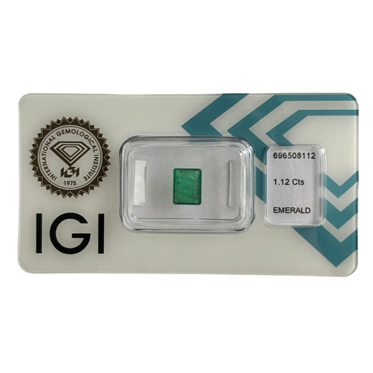 Natürlicher tief blaugrüner Smaragd, Rectangular Emerald Cut, 1,12 ct, zertifizierter Edelstein für hochwertigen Schmuck.