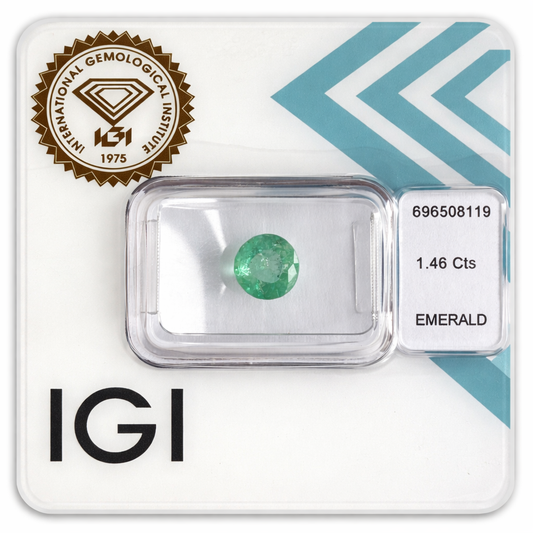 Natürlicher Smaragd - 1,46 ct | Round Mixed Cut | Tief Blau-Grün