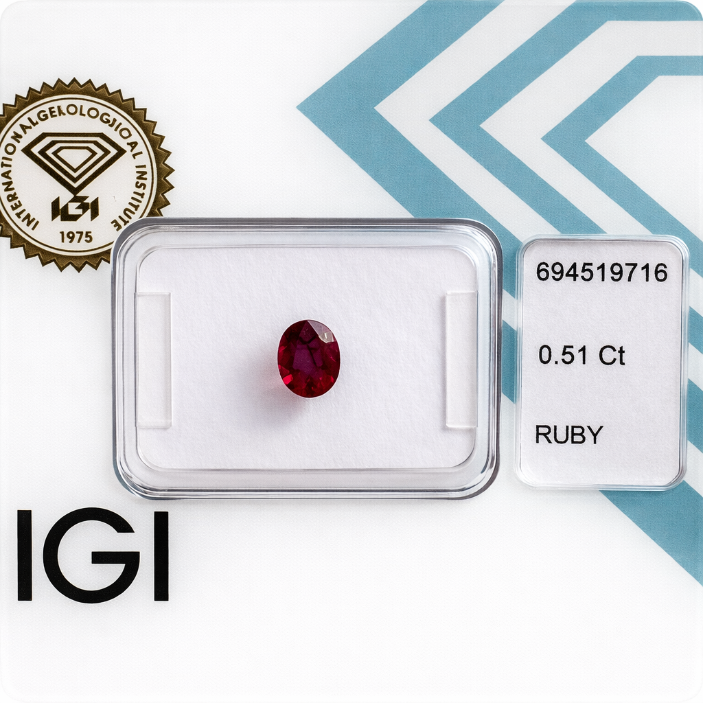Natürlicher Rubin - 0,51 ct | Oval Mixed Cut | Tief Purpurrot