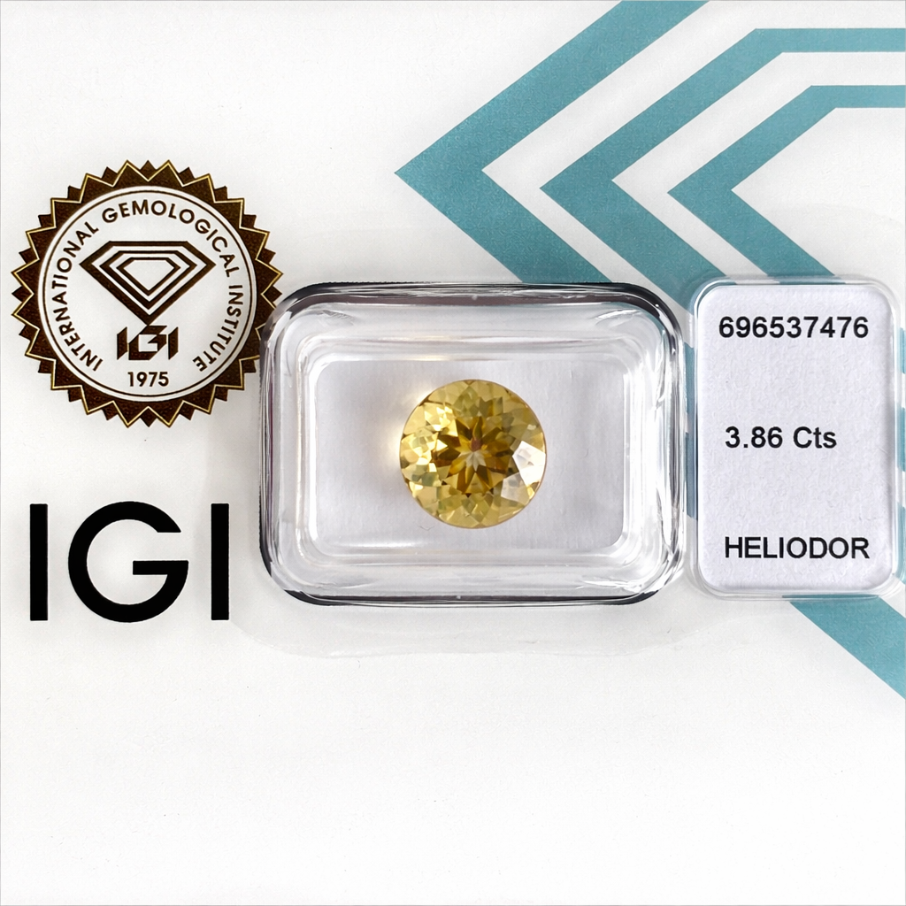 Natürliche Heliodore - Paar | 3.86 ct & 4.09 ct | Round Mixed Cut | Deep Yellow / Yellow
