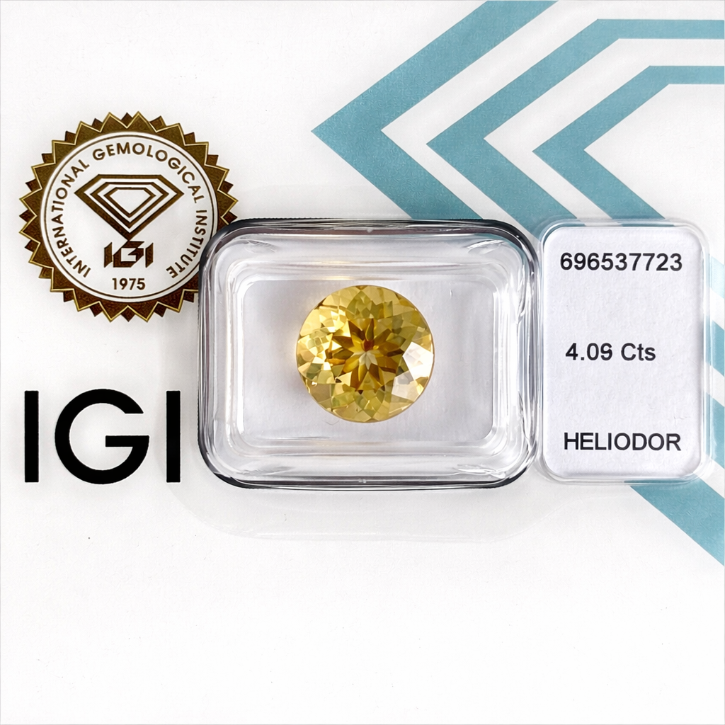Natürliche Heliodore - Paar | 3.86 ct & 4.09 ct | Round Mixed Cut | Deep Yellow / Yellow