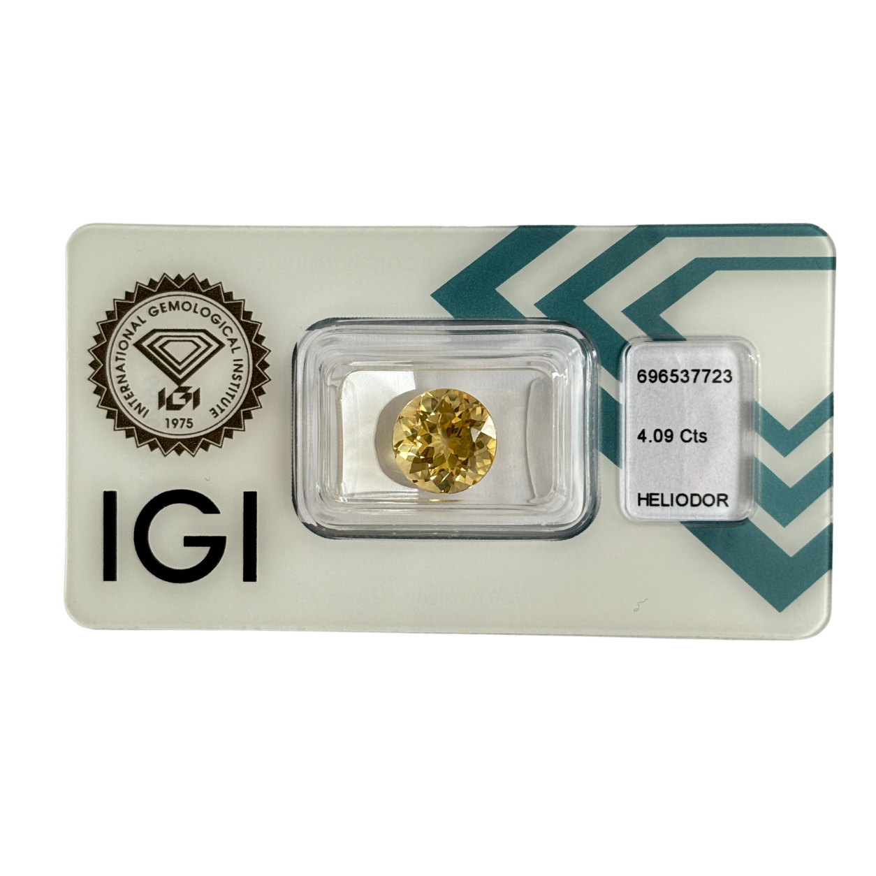 Natürlicher gelber Heliodor, rund Mixed Cut, 4,09 ct, zertifizierter Edelstein für hochwertigen Schmuck, zweiter Stein zum Paar.