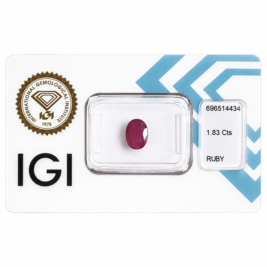 Natürlicher Rubin - 1,83 ct | Oval Mixed Cut | Tief Purpur-Rot