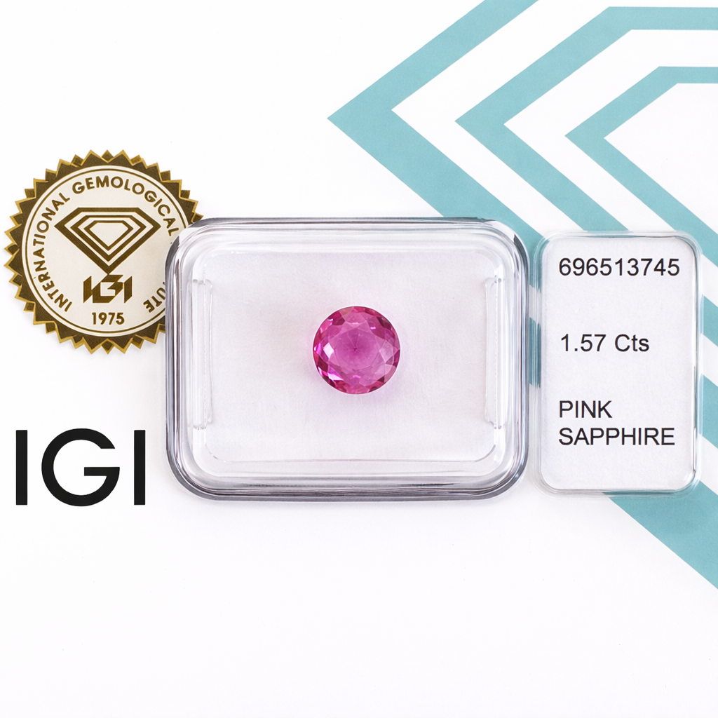 Natürlicher Saphir - 1,57 ct | Round Mixed Cut | Violett-Pink