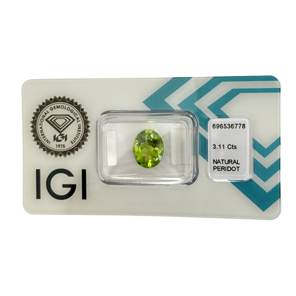 Natürlicher tief gelblich grüner Peridot, oval Mixed Cut, 3,11 ct, zertifizierter Edelstein für hochwertigen Schmuck.