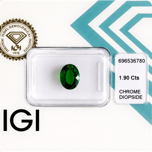 Natürlicher Chromdiopsid - 1,90 ct | Oval Mixed Cut | Tief Grün