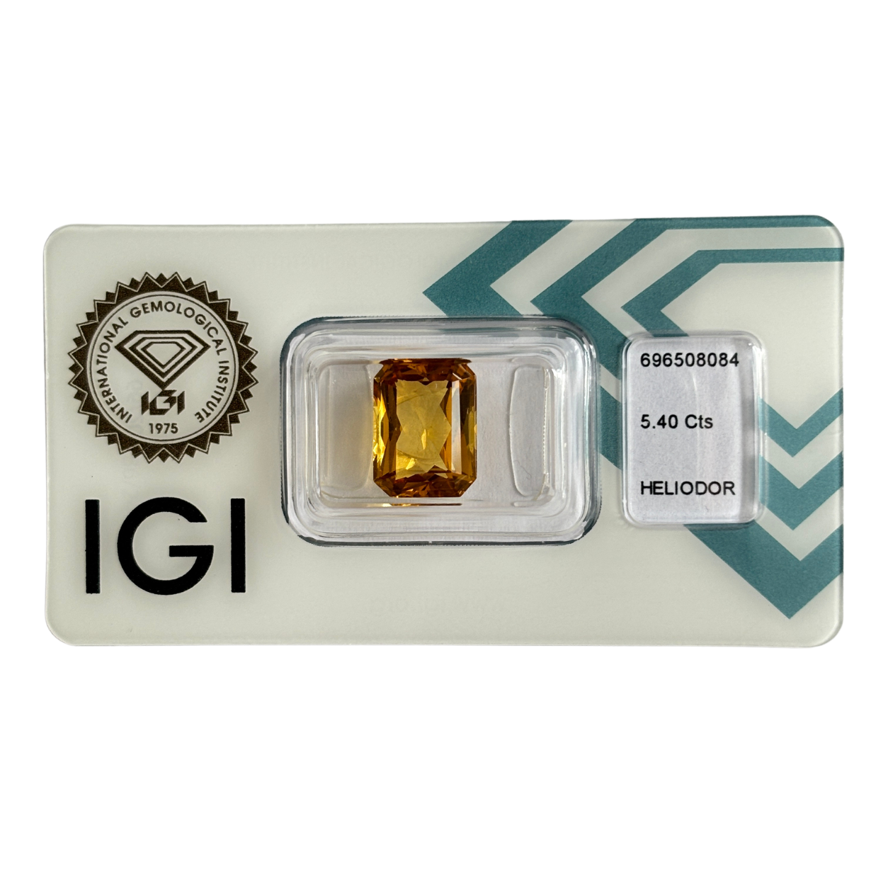 Natürlicher tief orange-gelber Heliodor, Oktagon Emerald Cut, 5,40 ct, zertifizierter Edelstein für hochwertigen Schmuck.