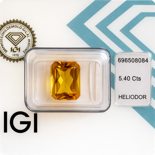 Natürlicher Heliodor - 5,40 ct | Emerald Cut | Tief Orange-Gelb