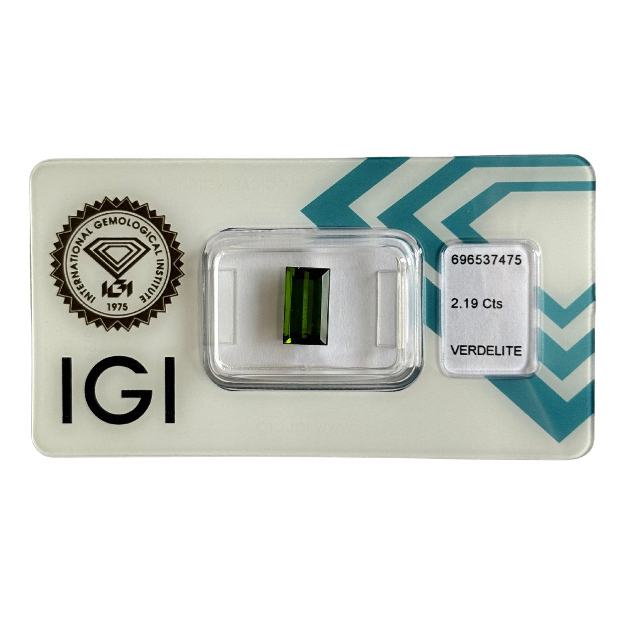 Natürlicher tief gelblich grüner Verdelith, Rectangular Baguette Cut, 2,19 ct, zertifizierter Edelstein für hochwertigen Schmuck.
