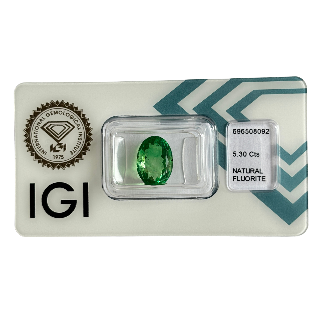 Natürlicher tief gelblich-grüner Fluorit, oval Mixed Cut, 5,30 ct, zertifizierter Edelstein für hochwertigen Schmuck.