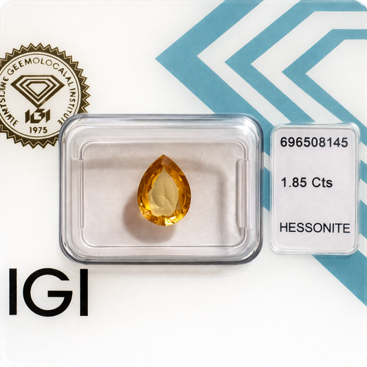 Natürlicher Hessonit - 1,85 ct | Pear Mixed Cut | Gelblich Orange