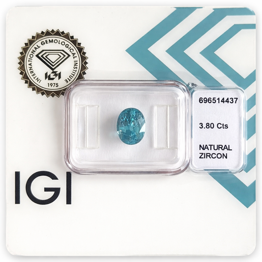 Natürlicher Zirkon - 3,80 ct | Oval Mixed Cut | Tief Grünlich-Blau