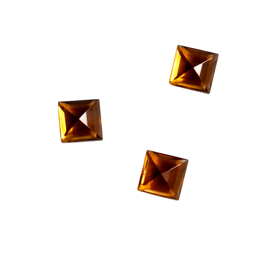 Natürlicher Citrin orange, Quadrat Carre-Schliff, 3x3 mm, schöner Stein für Schmuck, wird einzeln verkauft.