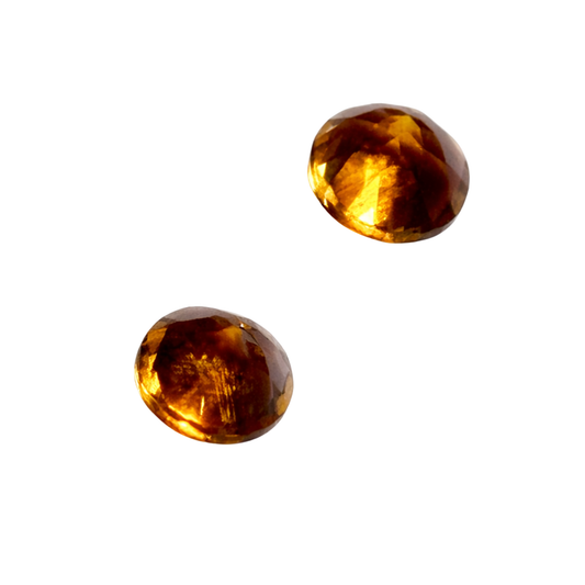 Natürlicher Citrin Palmeira orange Paar, rund Mixed Cut, 5 mm, schönes Paar für Schmuck.