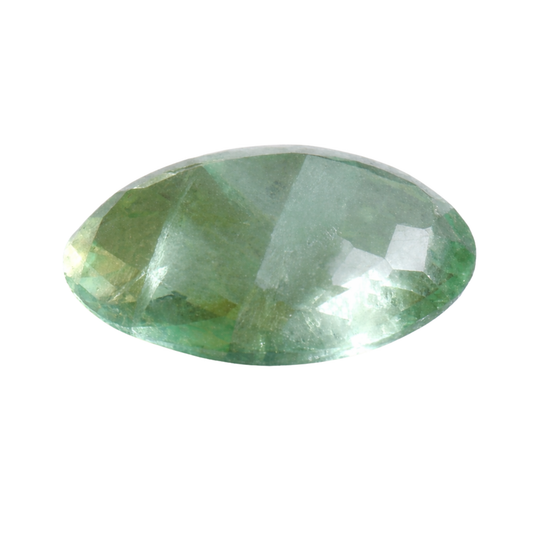 Natürlicher Fluorit hellgrünt, oval doppelt gewölbt facettiert, 110 ct, schöner Stein für Schmuck.