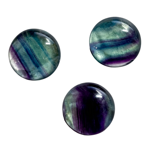 Natürlicher Fluorit multicolor, rund Cabochon, 26 mm, schöner Stein für Schmuck, wird einzeln verkauft.