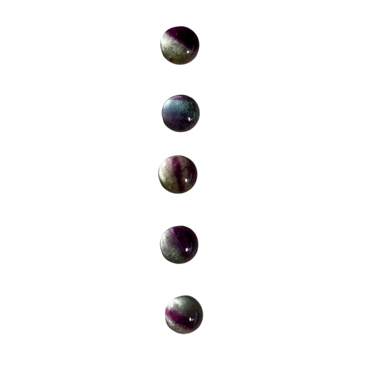 Natürlicher Fluorit multicolor 5er-Set, rund Cabochon, 8 mm, schönes Set für Schmuck.