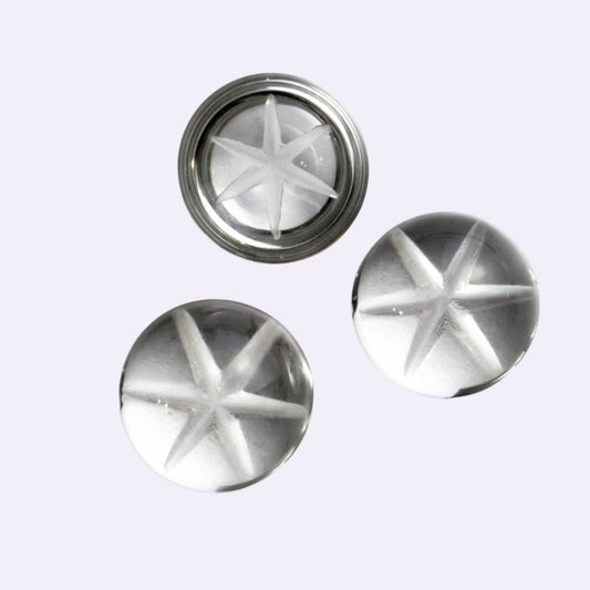 Natürlicher Bergkristall – ca. 6,80 ct | Round Cabochon | Klar mit rückseitiger Sterngravur