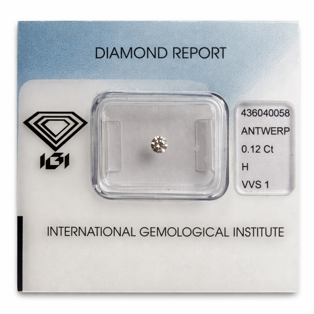 Natürlicher Diamant – 0,12 ct | Round Brillant | Farbe H | VVS1