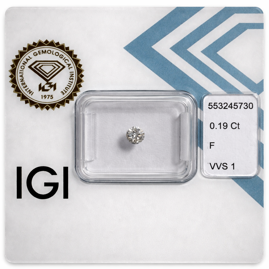Natürlicher Diamant – 0,19 ct | Round Brillant | Farbe F | VVS1