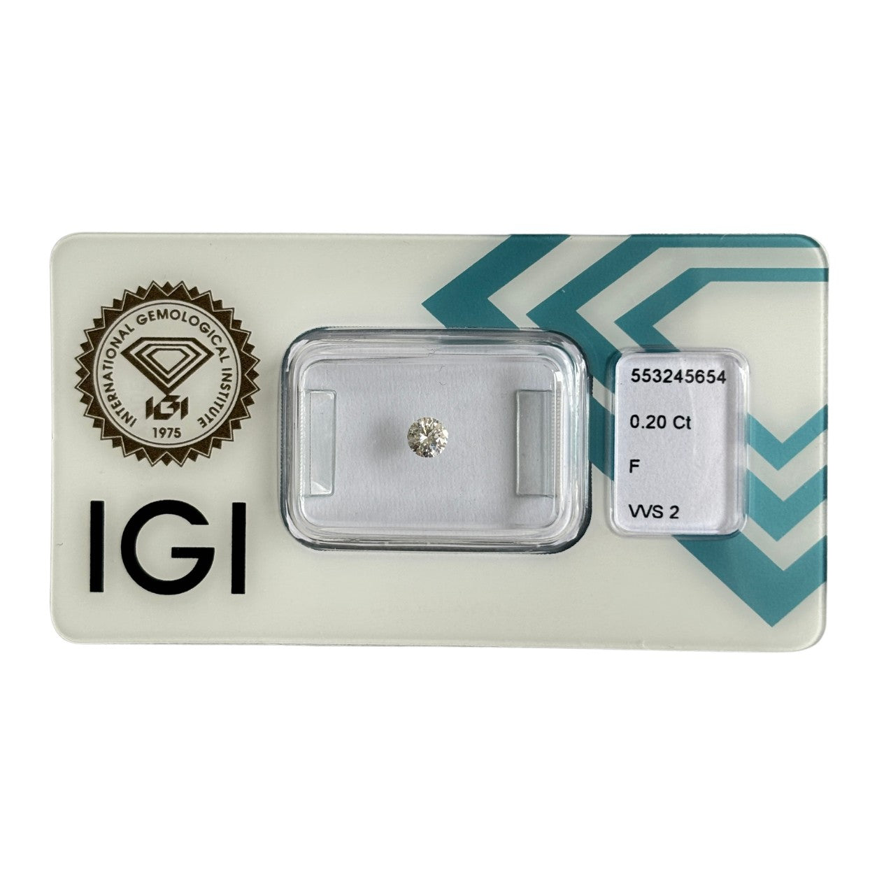 Natürlicher Diamant Farbe F, rund Brilliant Cut, 0,20 ct, VVS2, zertifizierter Edelstein für Schmuck.