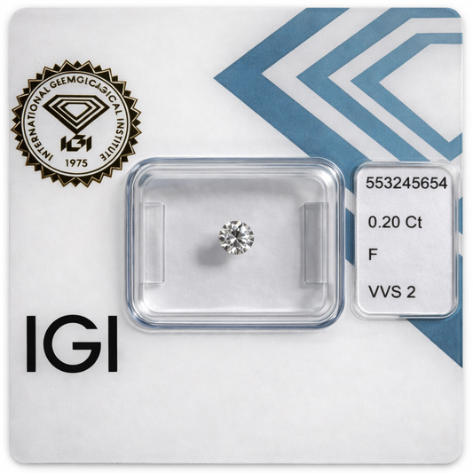 Natürlicher Diamant – 0,20 ct | Round Brillant | Farbe F | VVS2