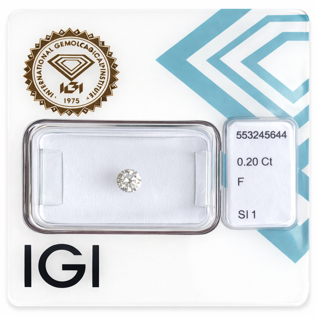 Natürlicher Diamant – 0,20 ct | Round Brillant | Farbe F | SI1