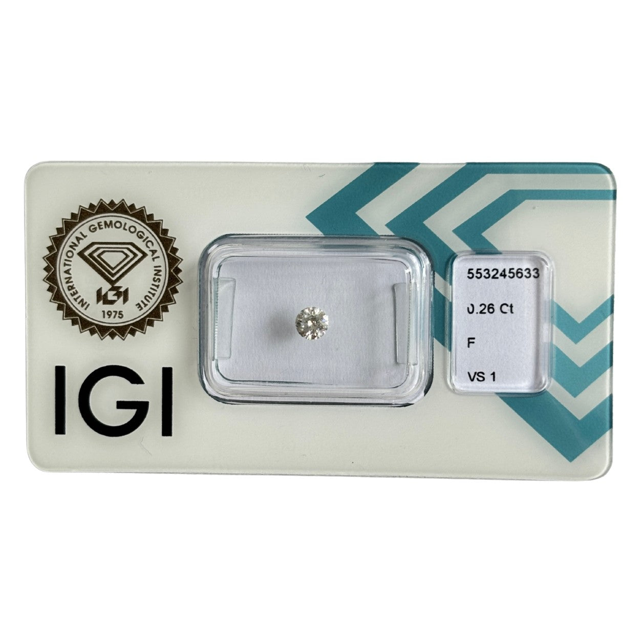 Natürlicher Diamant Farbe F, rund Brilliant Cut, 0,26 ct, VS1, zertifizierter Edelstein für Schmuck.