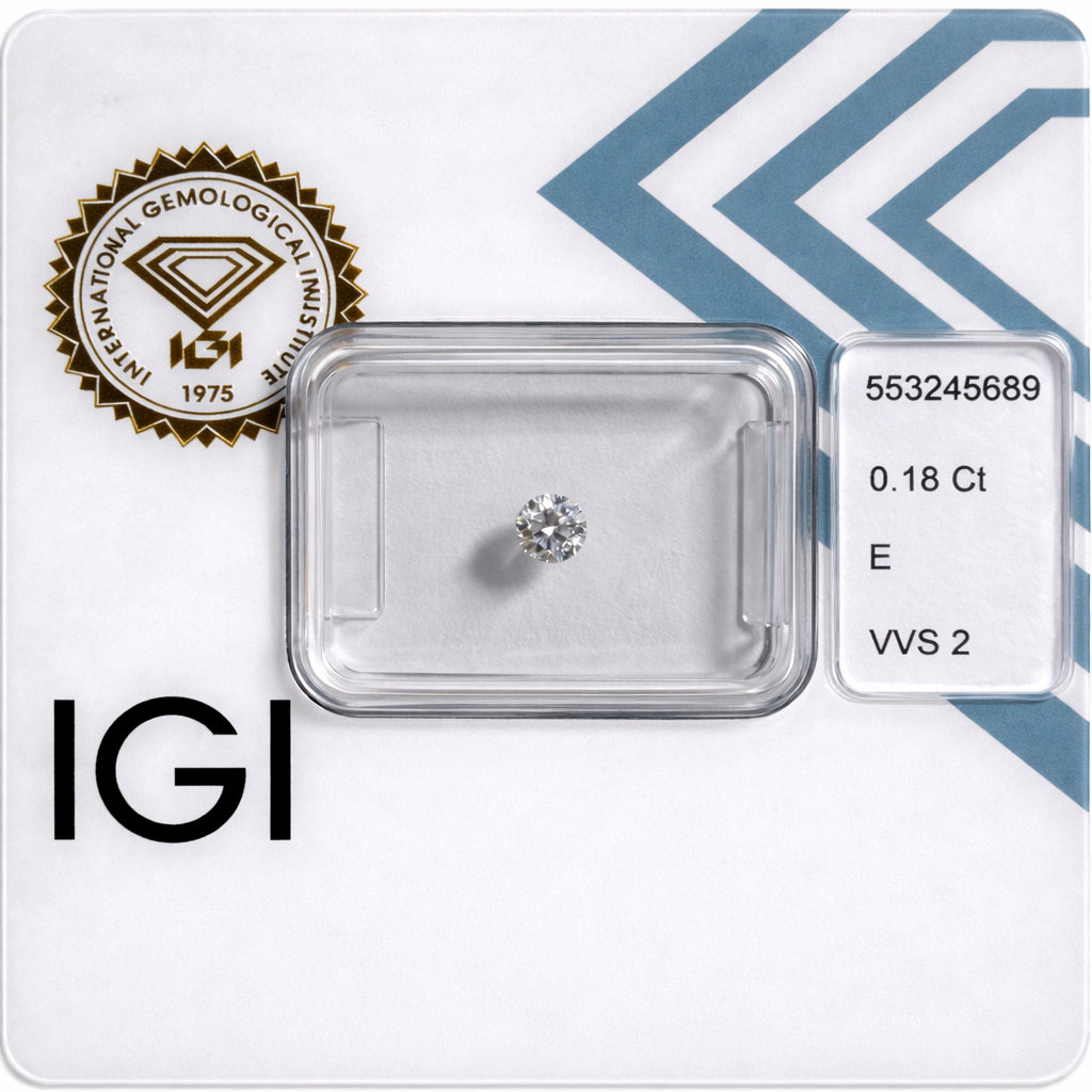 Natürlicher Diamant – 0,18 ct | Round Brillant | Farbe E | VVS2
