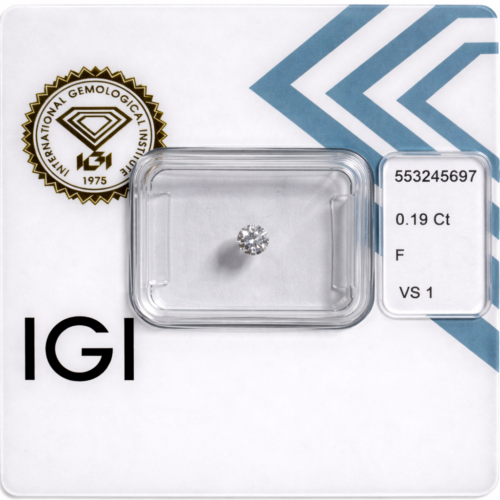 Natürlicher Diamant – 0,19 ct | Round Brillant | Farbe F | VS1